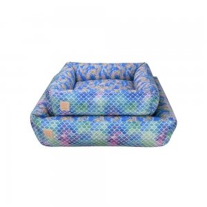 cama colorida duas estampadas peixes e escamas em dois tamanhos maior e menor para cachorro cama colorida duas estampadas peixes e escamas em dois tamanhos maior e menor para cachorro