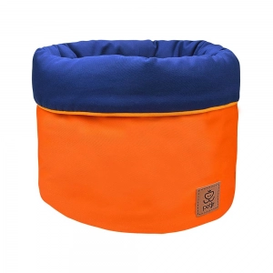 cesto organizador de brinquedos laranja com azul