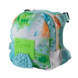 mochila passeio espacial tie dye verde/azul para cachorro 