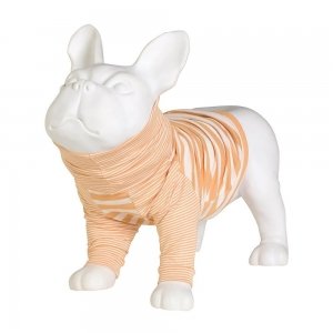 camiseta listrada gola alta branco e amarelo para galgo whippet vestido em manequim de cachorro